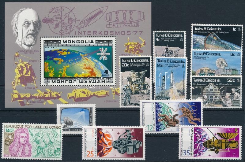 Space Flight 1 stamps + 1 block + 1 mini sheet, Űrrepülés 11 klf bélyeg + 1 blokk + 1 kisív