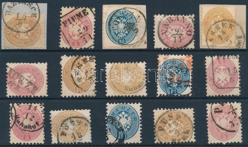 15 stamps readable cancellatons, 15 db bélyeg szép/ olvasható bélyegzésekkel