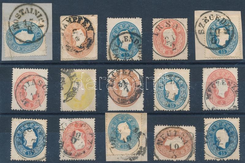 15 stamps with nice/readable cancellations, 15 db bélyeg szép/olvasható bélyegzésekkel