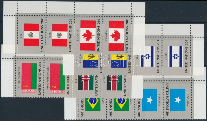 Zászló sor ívsarki négyescsíkokban, Flag set corner stripes of 4