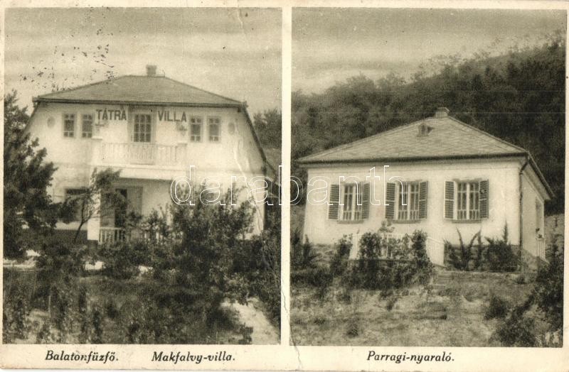 Balatonfűzfő, Makfalvy villa, Parragi nyaraló, Tátra Villa