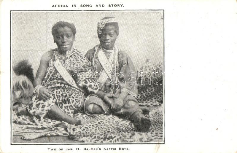 "Dalok és történetek Afrikáról. Jas. H. Balmer két fekete fia", "Africa in song and story. Two of Jas. H. Balmer's kaffir boys"