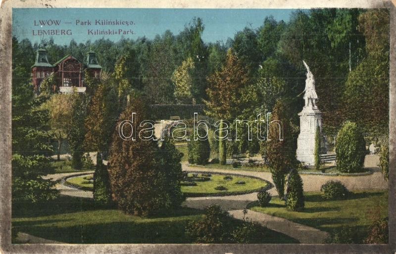 Ukrajna; T2/3; Lviv, Lwów, Lemberg; Park Kilinskiego / Kilinski park, monument (worn)