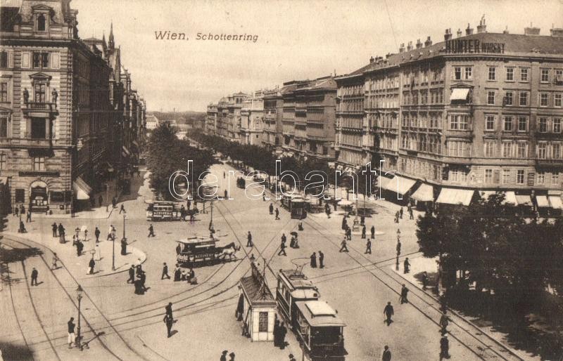 Vienna, Wien; Schottenring / street view with trams