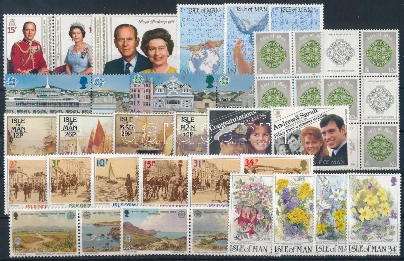 1986-1987 38 diff stamps, 1986-1987 38 db bélyeg, közte teljes sorok, összefüggések és 2 db bélyegfüzetlap