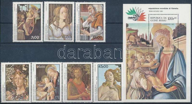Nemzetközi bélyegkiállítás ITALIA: Róma sor  + blokk, International stamp exhibition Rome &quot;ITALIA&quot; set + block