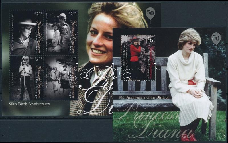 Diana hercegnő kisív + blokk, Princess Diana mini sheet + block