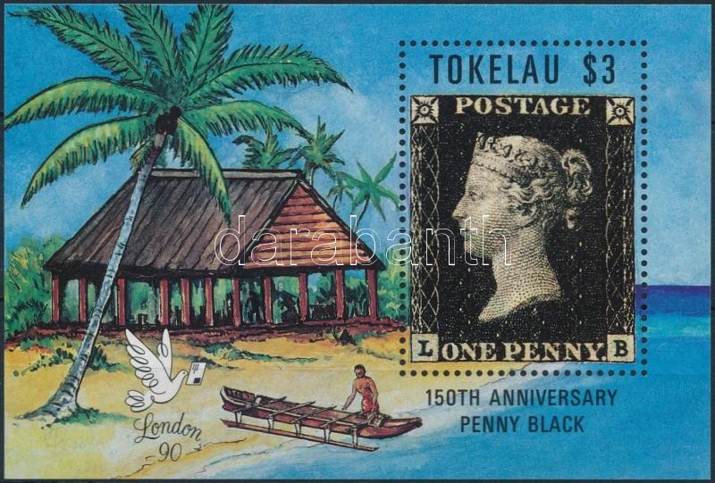 150 éves a bélyeg, Black Penny évforduló blokk, 150th anniversary of stamp, Black Penny anniversary block