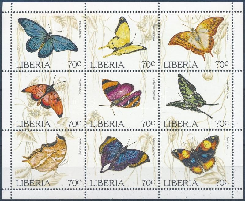 Lepkék kisív, Butterflies minisheet