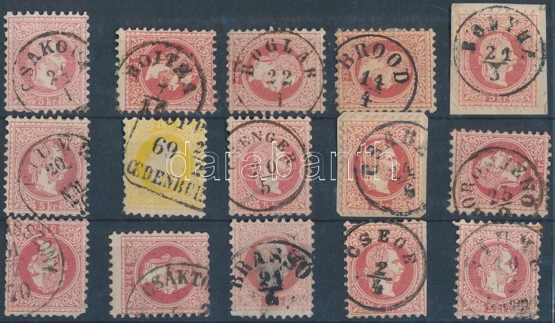 15 stamps with readable cancellations, 15 db bélyeg olvasható/ szép bélyegzésekkel
