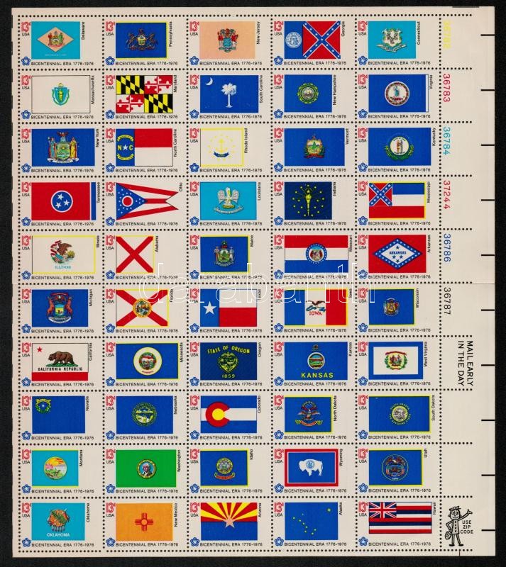 Zászló hajtott teljes ív, Flag folded complete sheet