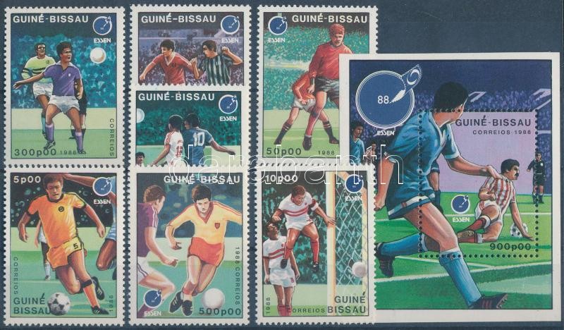 European Football Championship, Stamp exhibition in Essen set + block, Labdarúgó EB, esseni bélyegvásár sor + blokk