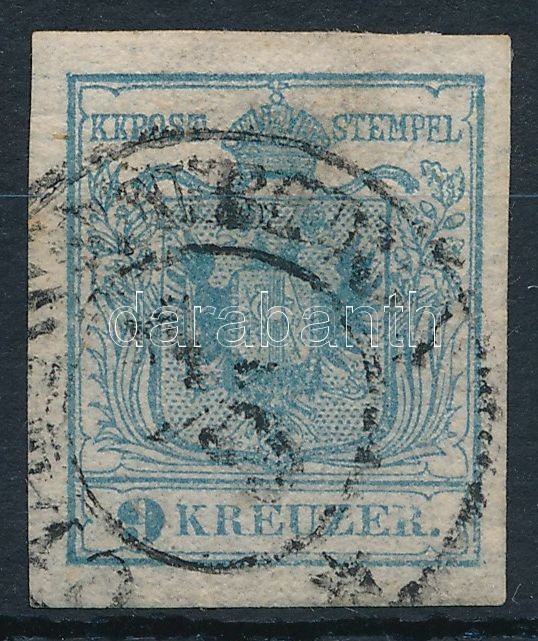 9kr HP I. ligth greyish blue ,,CL(AUSE)NBURG" Certificate: Steiner, 9kr HP I. világos szürkéskék ,,CL(AUSE)NBURG" Certificate: Steiner