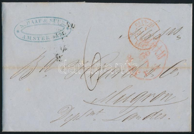 Portós levél Amszterdamból Franciaországba, Postage due cover from Amsterdam to France