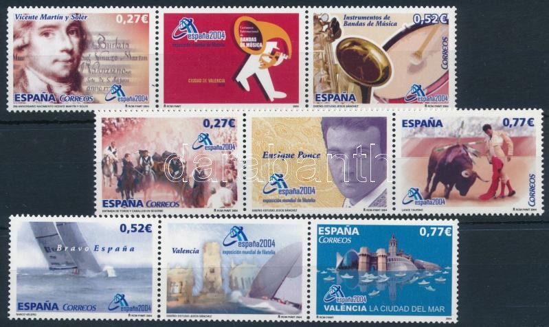 ESPANA'04 Bélyegkiállítás: 3 db hármascsík, ESPANA'04 Stamp Exhibition 3 stripes of 3