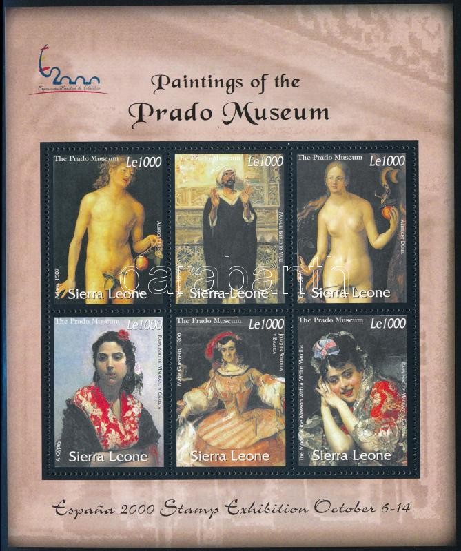 Nemzetközi bélyegkiállítás: Madrid; Festmények kisív, International Stamp Exhibition: Madrid; Paintings mini sheet