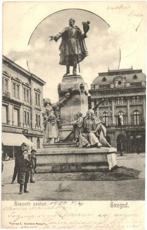 Szeged, Kossuth szobor, Grósz testvérek és Pósz Alajos üzlete