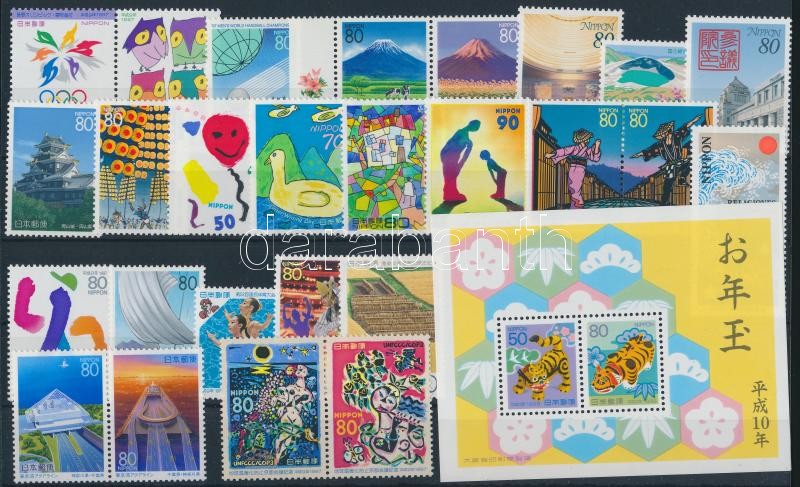 26 stamps + block, 26 klf bélyeg, közte sorok, párok + blokk