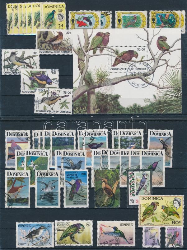 1963-2001 48 db Madár motívumú bélyeg és 1 blokk 2 stecklapon, 1963-2001 48 Birds and 1 block