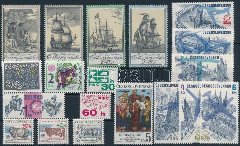 Czechoslovakia 4 sets + 4 stamps, Csehszlovákia 4 klf sor + 4 önálló érték
