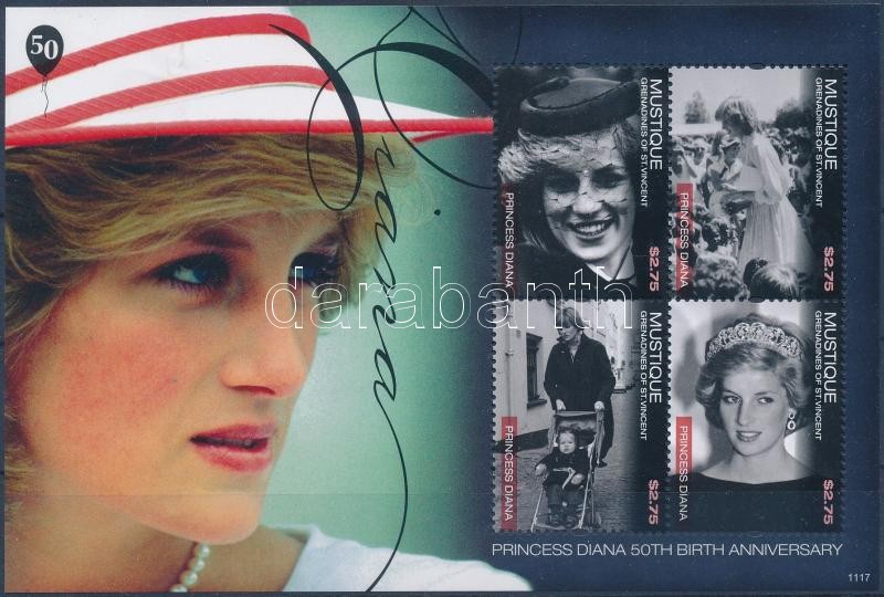 Diana hercegnő születésének 50. évfordulója kisív, Princess Diana mini sheet