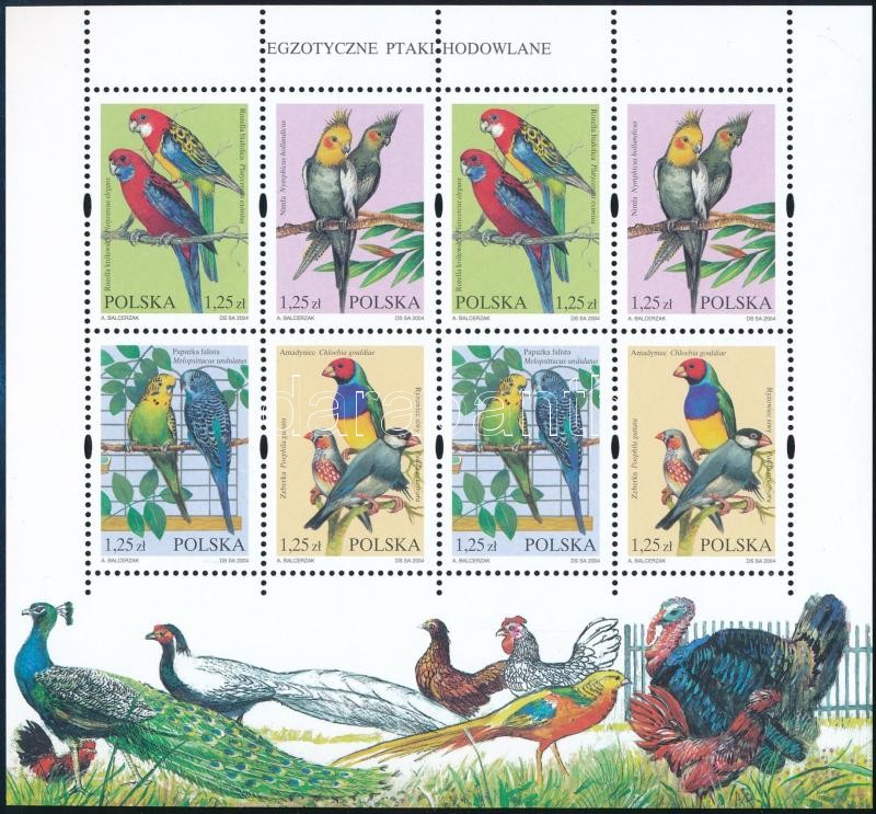 Exotic birds mini sheet, Egzotikus madarak kisív