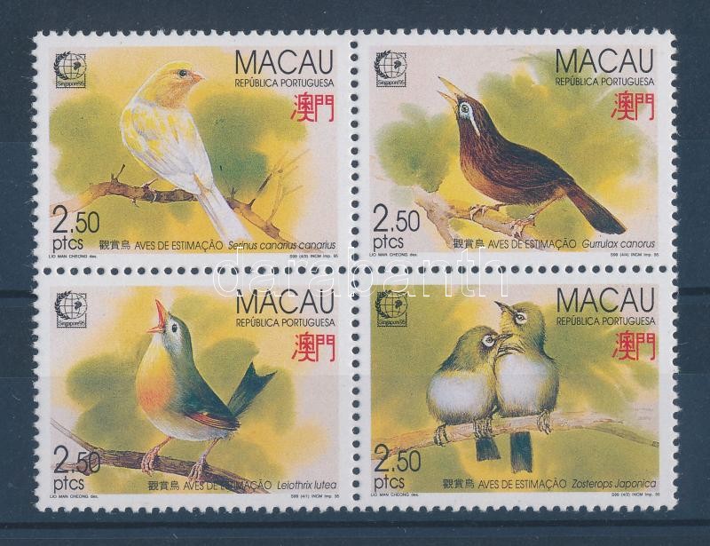 Stamp exhibition, Birds block of 4, Bélyegkiállítás, Madarak négyestömb