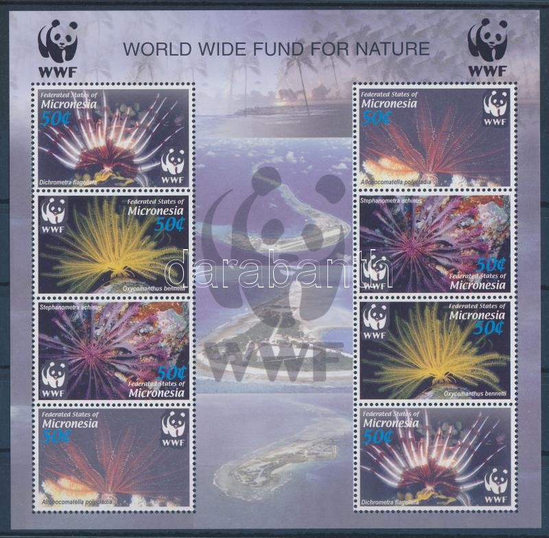 WWF: Korallok 2 és 4 sort tartalmazó kisívek, WWF Corals mini sheet with 2 and 4 sets