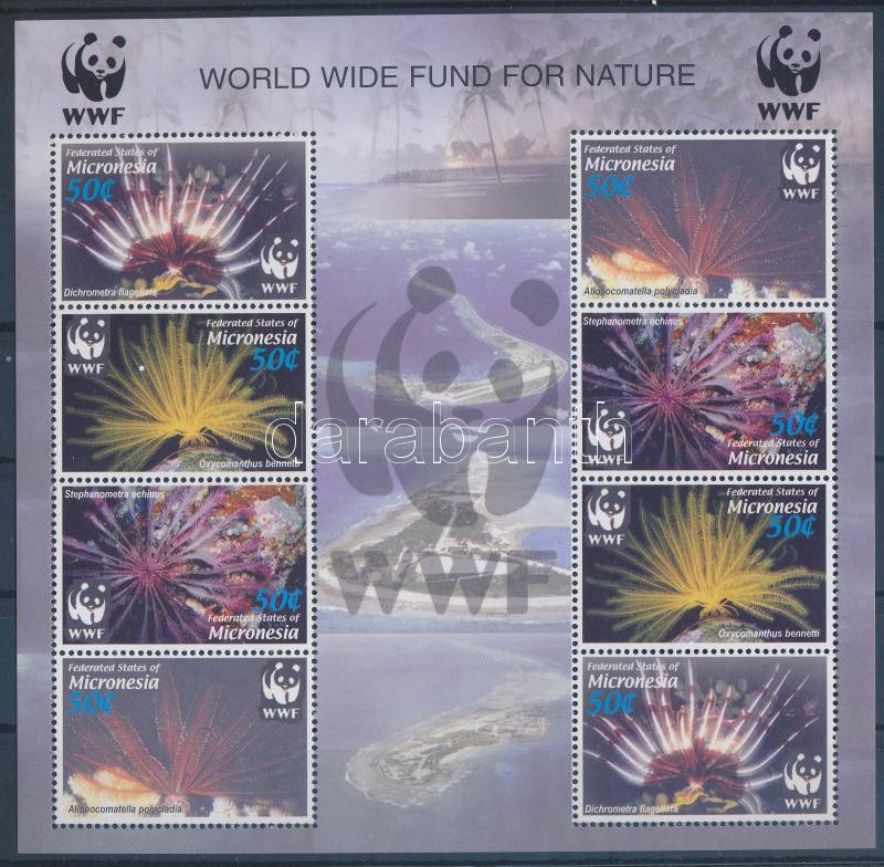 WWF: Korallok 2 és 4 sort tartalmazó kisívek, WWF Corals mini sheet with 2 and 4 sets