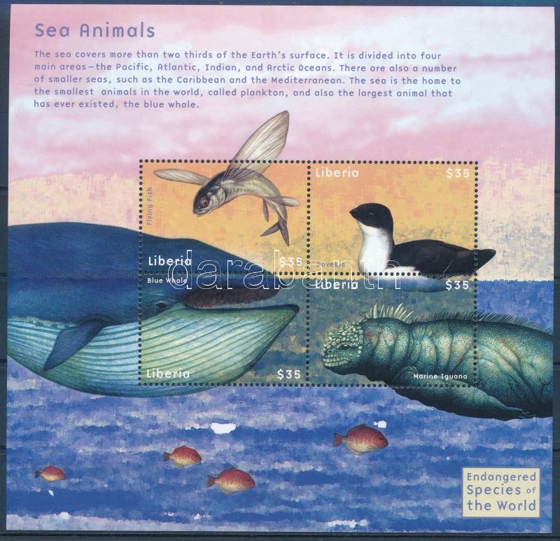 Sea creatures mini sheet, Tengeri élőlények kisív