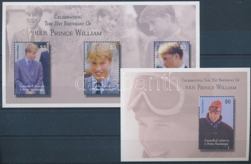 21st birthday of Prince William minisheet + block, Vilmos herceg 21 éves kisív  + blokk