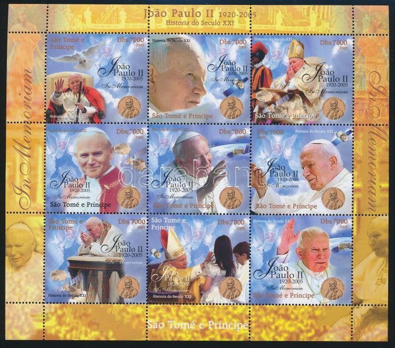 In memory of Pope Saint John Paul II. minisheet, II. János Pál pápa emlékére 9 értékes kisív