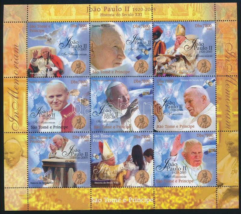 II. János Pál pápa emlékére 9 értékes kisív, In memory of Pope Saint John Paul II mini sheet