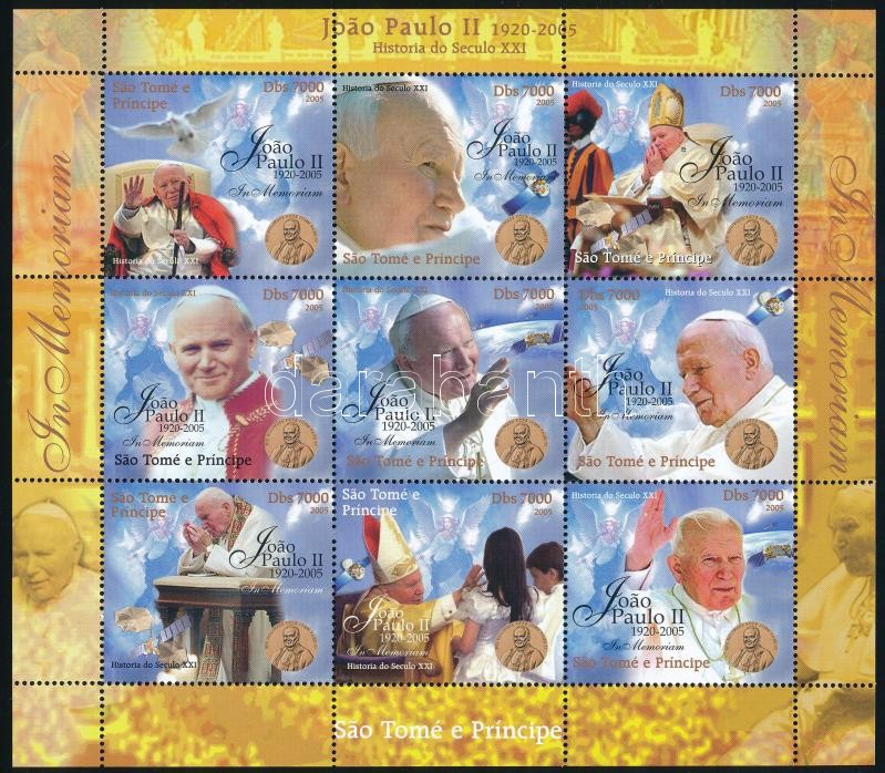 II. János Pál pápa emlékére 9 értékes kisív, In memory of Pope John Paul II. 9 valuable minisheet