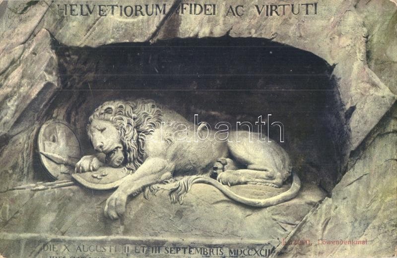 Lucerne, Luzern; Löwendenkmal. Helvetiorum Fidei Ac Vituti / lion monument