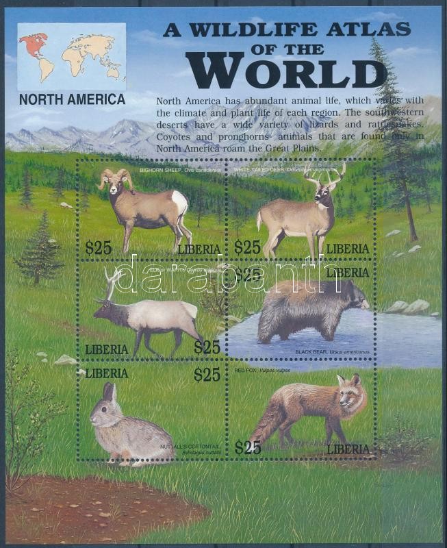 Animals of North America minisheet, Észak - Amerika állatai kisív