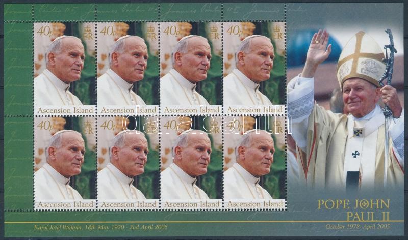 Pope John Paul II. mini sheet, II. János Pál pápa emlékére kisív