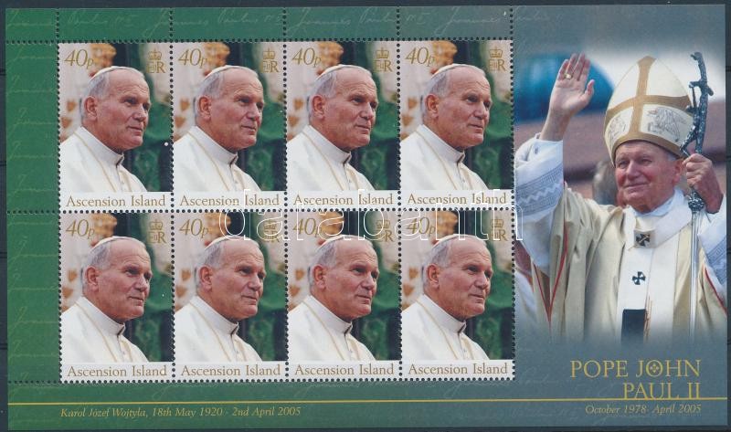 In memory of John Paul II minisheet, II. János Pál pápa emlékére kisív
