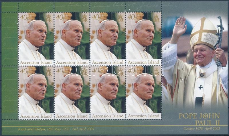In memory of Pope John Paul II: mini sheet, II. János Pál pápa emlékére kisív