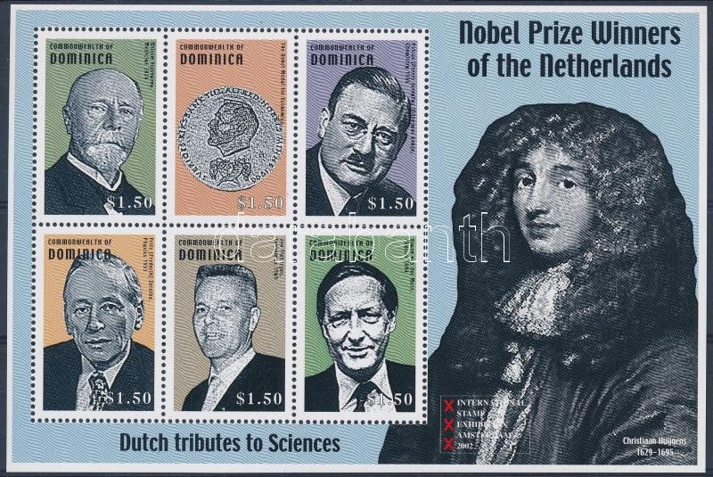 AMPHILEX International stamp exhibition dutch Nobel prize winners minisheet, AMPHILEX Nemzetközi Bélyegkiállítás holland Nobel-díjasok kisív