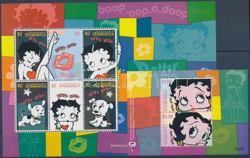 Betty Boop rajzfilm kisív  + blokk, Betty Boop  minisheet + block