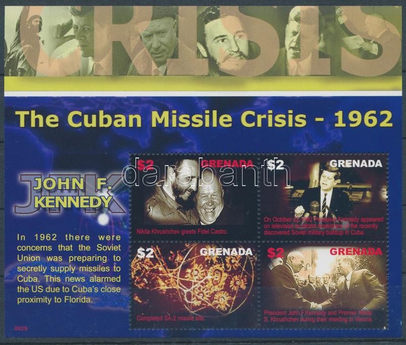 John F. Kennedy and the Cuban Missile Crises mini sheet, John F. Kennedy és a kubai rakétaválság kisív