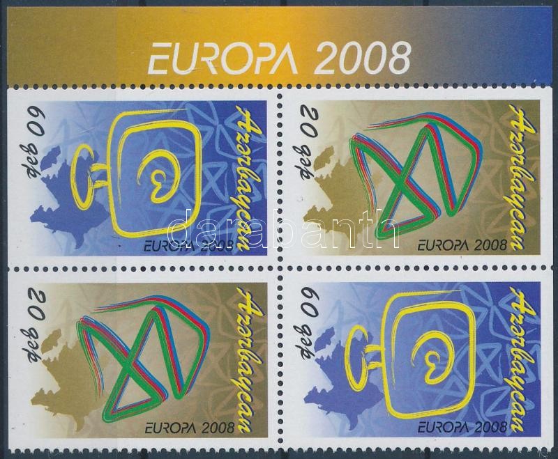 Europa CEPT bélyegfüzetből kitépett négyestömb, Europe CEPT block of 4 from booklet