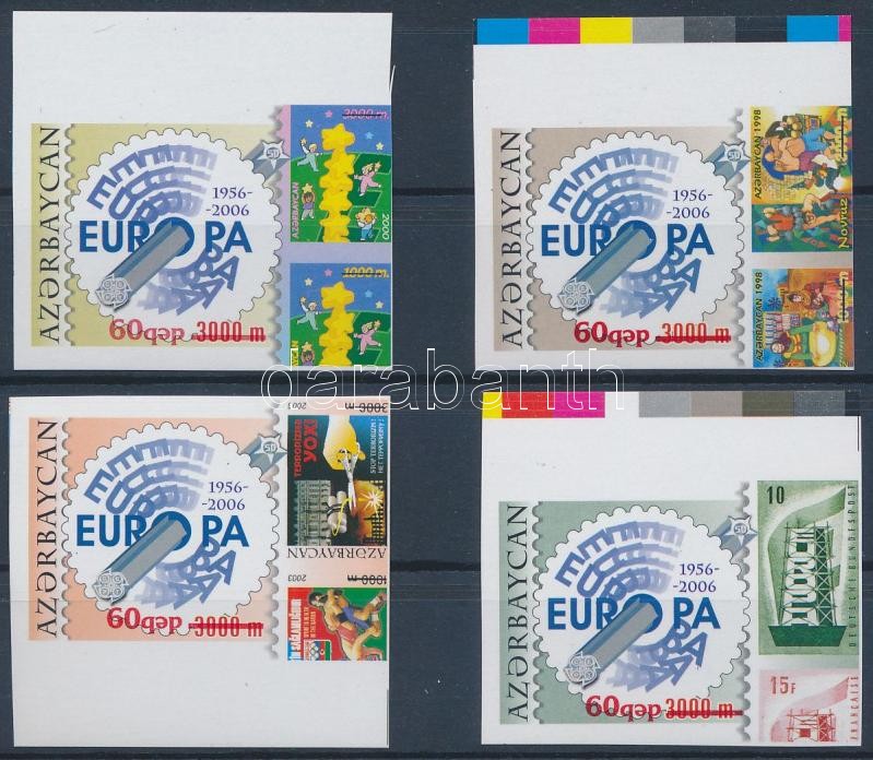 Europa CEPT stamp imperforated margin set, 50 éves az Europa CEPT bélyeg ívszéli vágott sor