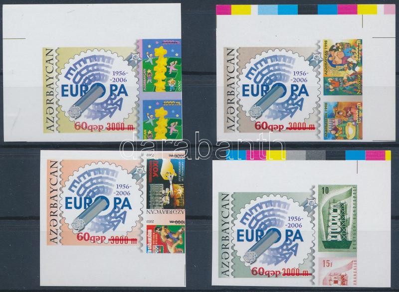 Europa CEPT stamp margin imperforated set, 50 éves az Europa CEPT bélyeg ívszéli vágott sor