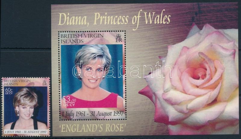 Diana hercegnő bélyeg  + blokk, Princess Diana stamp + block