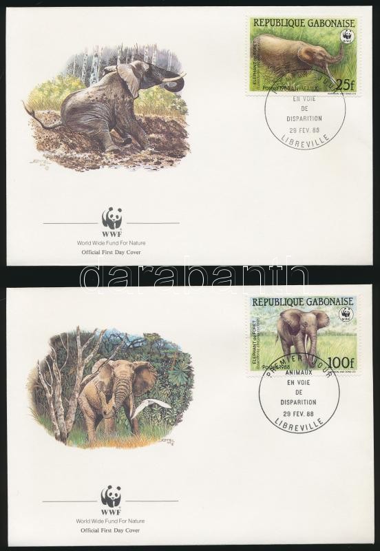 WWF: Erdei elefánt sor 4 db FDC-n, WWF: Forest elephant set on 4 FDCs
