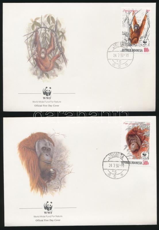 WWF Orangutan set 4 FDC, WWF: Orangután sor 4 db FDC-n