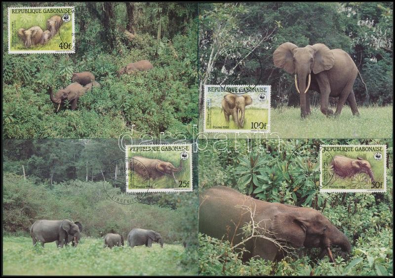 WWF Forest elephant set 4 FDC, WWF: Erdei elefánt sor 4 db CM - en