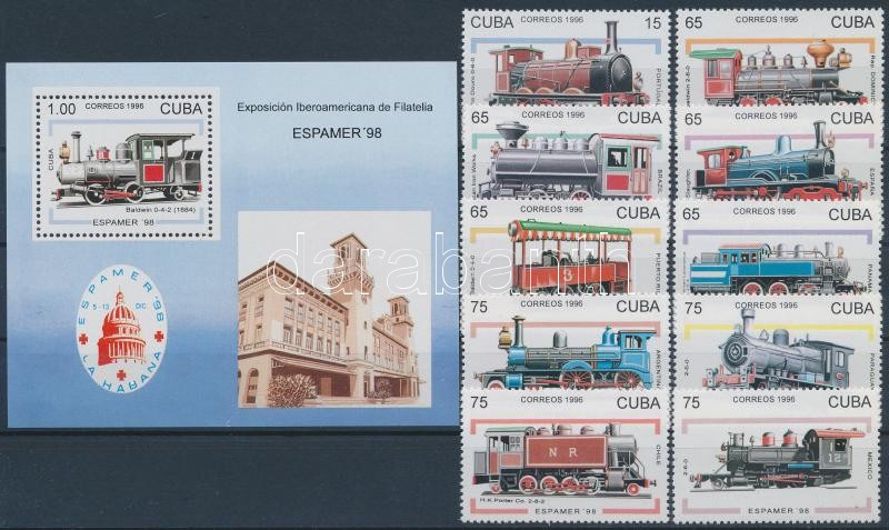 Stamp exhibition, 1998; Train set + block, Bélyegkiállítás, 1998; Mozdony sor + blokk